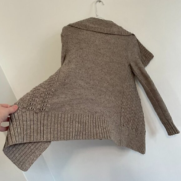 AMERICAN EAGLE Brown Gold Metallic Chunky Knit Open WOOL Draped Cardigan Sweater - Picture 12 of 12